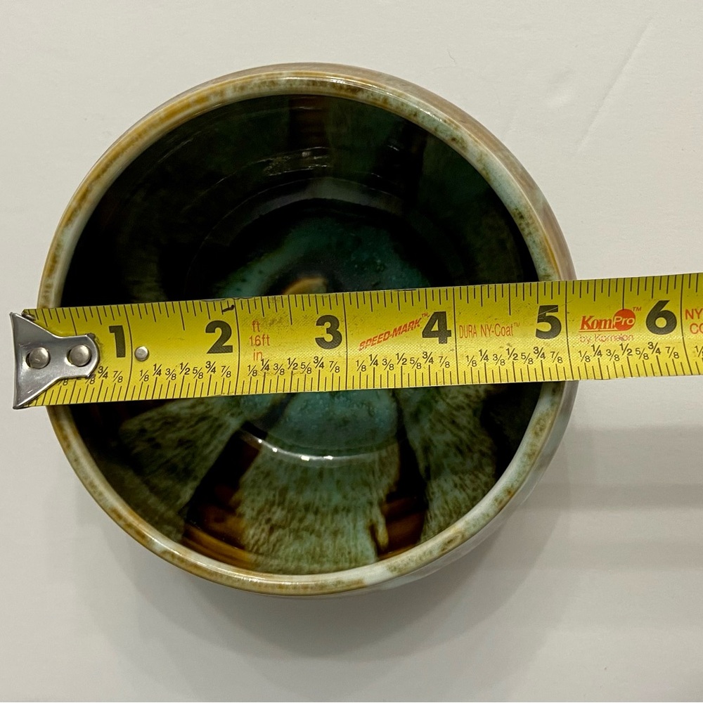 Vintage MCM HULL POTTERY 1950-60s Hand Thrown Drip Glaze Green Brown Stoneware - Picture 14 of 14